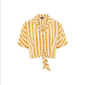 Top shop yellow whites women’s tie front blouse